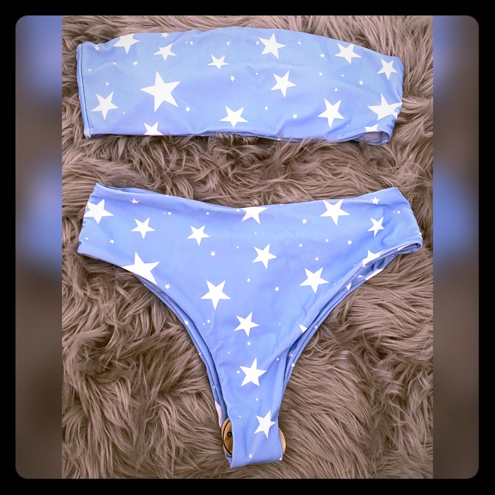 New bandeau blue star bikini